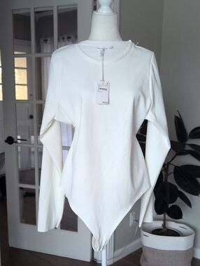 NWT Good American White Long-Sleeve Bodysuit Size 2XL Or 5 Good American